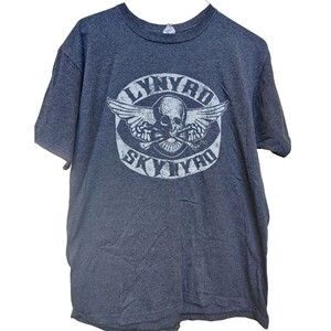 Lynyrd Skynyrd Size Large Skull T-Shirt Gray Southern Rock Retro